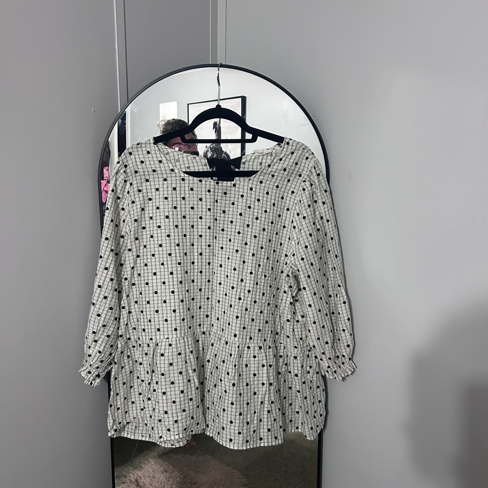 Women's Black and White polkadotted and checkered Top